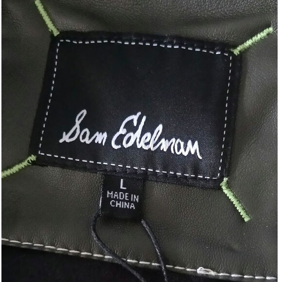 Sam Edelman Faux Leather Moto Jacket Charcoal Womens Size Large - Picture 7 of 8